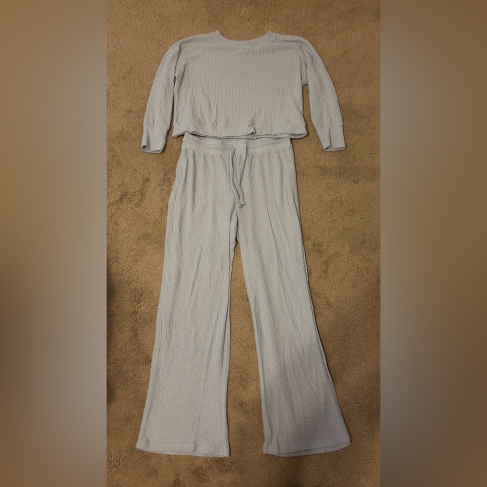 Olive & Oak Light Blue Waffle Knit Pajama Set